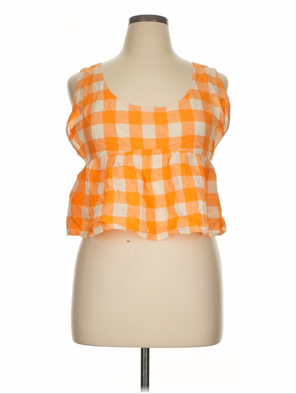 Anthropologie Orange and Whute Gingham Tank Nwt